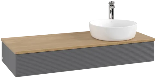 Obrázek VILLEROY BOCH Antao Vanity unit, 1 pull-out compartment, 1200 x 190 x 500 mm, Front with grain texture, Anthracite Matt Lacquer / Honey Oak #K12151GK