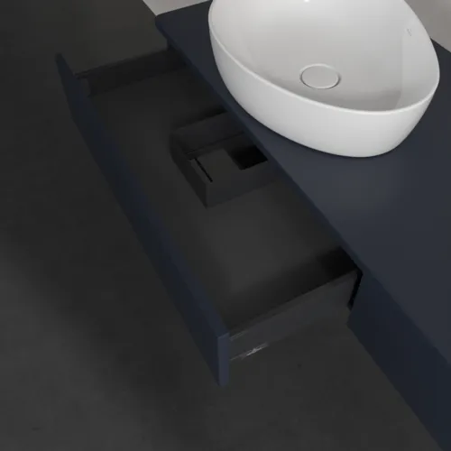 Obrázek VILLEROY BOCH Antao Vanity unit, 2 pull-out compartments, 1600 x 190 x 500 mm, Front without structure, Midnight Blue Matt Lacquer / Midnight Blue Matt Lacquer #K17010HG