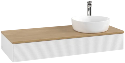 Bild von VILLEROY BOCH Antao Waschbeckenunterschrank, 1 Auszug, 1200 x 190 x 500 mm, Front mit Struktur, Glossy White Lacquer / Honey Oak #K12151GF