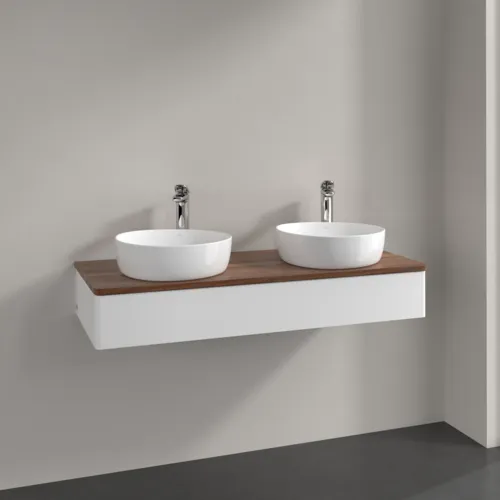 Bild von VILLEROY BOCH Antao Waschbeckenunterschrank, 1 Auszug, 1200 x 190 x 500 mm, Front ohne Struktur, White Matt Lacquer / Warm Walnut #K13052MT