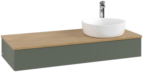 Bild von VILLEROY BOCH Antao Waschbeckenunterschrank, 1 Auszug, 1200 x 190 x 500 mm, Front mit Struktur, Leaf Green Matt Lacquer / Honey Oak #K12151HL