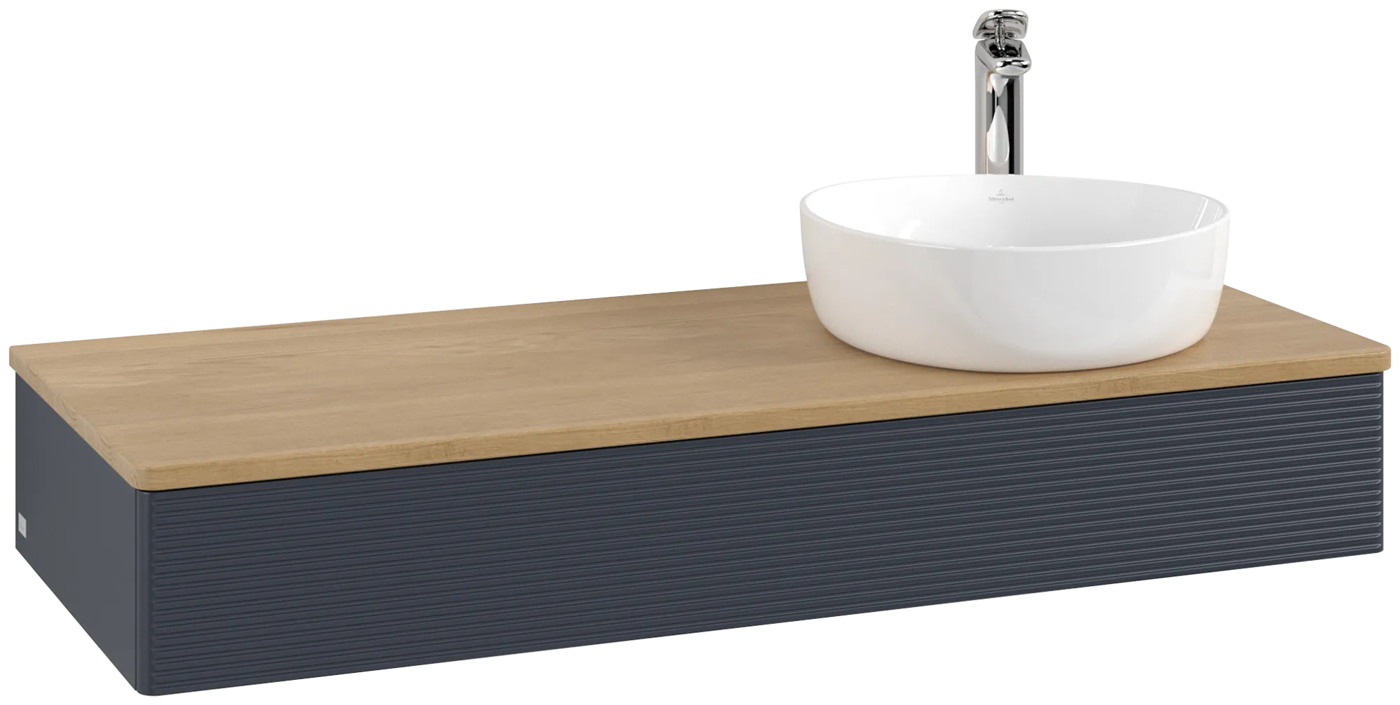 Bild von VILLEROY BOCH Antao Waschbeckenunterschrank, 1 Auszug, 1200 x 190 x 500 mm, Front mit Struktur, Midnight Blue Matt Lacquer / Honey Oak #K12151HG