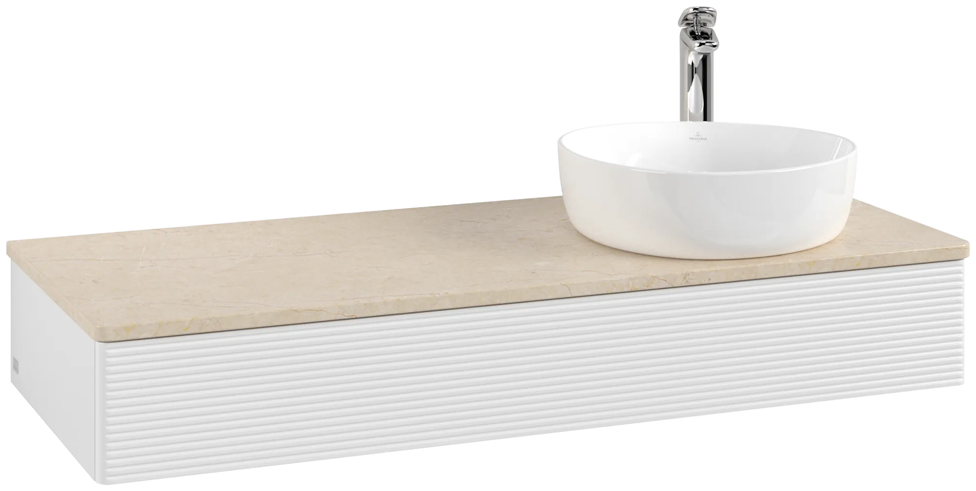 Bild von VILLEROY BOCH Antao Waschbeckenunterschrank, 1 Auszug, 1200 x 190 x 500 mm, Front mit Struktur, Glossy White Lacquer / Botticino #K12153GF