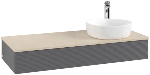 Obrázek VILLEROY BOCH Antao Vanity unit, 1 pull-out compartment, 1200 x 190 x 500 mm, Front with grain texture, Anthracite Matt Lacquer / Botticino #K12153GK