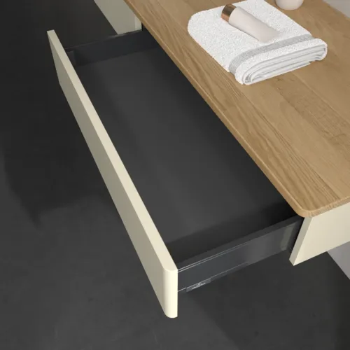 Bild von VILLEROY BOCH Antao Waschbeckenunterschrank, 2 Auszüge, 1600 x 190 x 500 mm, Front ohne Struktur, Silk Grey Matt Lacquer / Honey Oak #K15051HJ