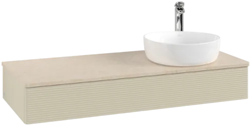 Bild von VILLEROY BOCH Antao Waschbeckenunterschrank, 1 Auszug, 1200 x 190 x 500 mm, Front mit Struktur, Silk Grey Matt Lacquer / Botticino #K12153HJ