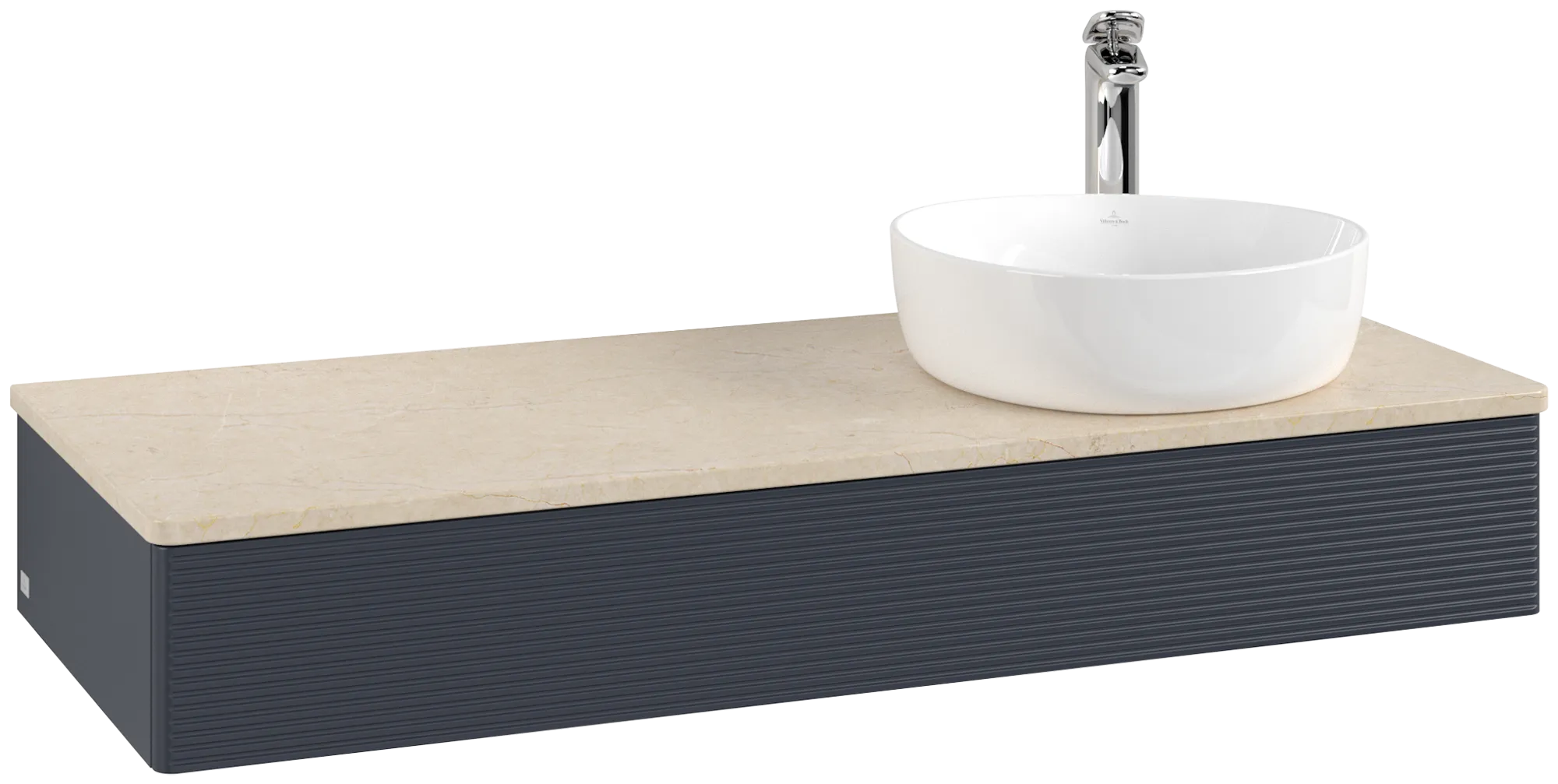 Bild von VILLEROY BOCH Antao Waschbeckenunterschrank, 1 Auszug, 1200 x 190 x 500 mm, Front mit Struktur, Midnight Blue Matt Lacquer / Botticino #K12153HG