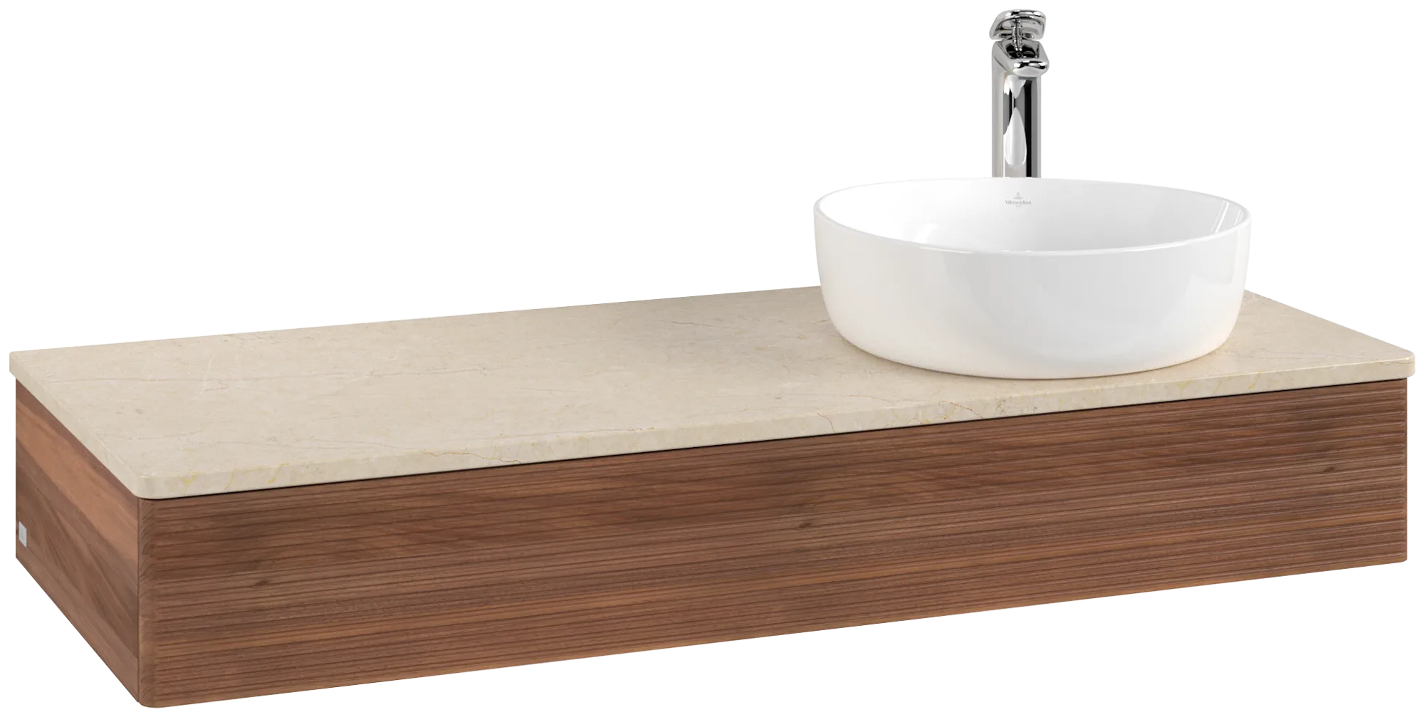 Bild von VILLEROY BOCH Antao Waschbeckenunterschrank, 1 Auszug, 1200 x 190 x 500 mm, Front mit Struktur, Warm Walnut / Botticino #K12153HM
