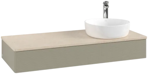 Obrázek VILLEROY BOCH Antao Vanity unit, 1 pull-out compartment, 1200 x 190 x 500 mm, Front with grain texture, Stone Grey Matt Lacquer / Botticino #K12153HK