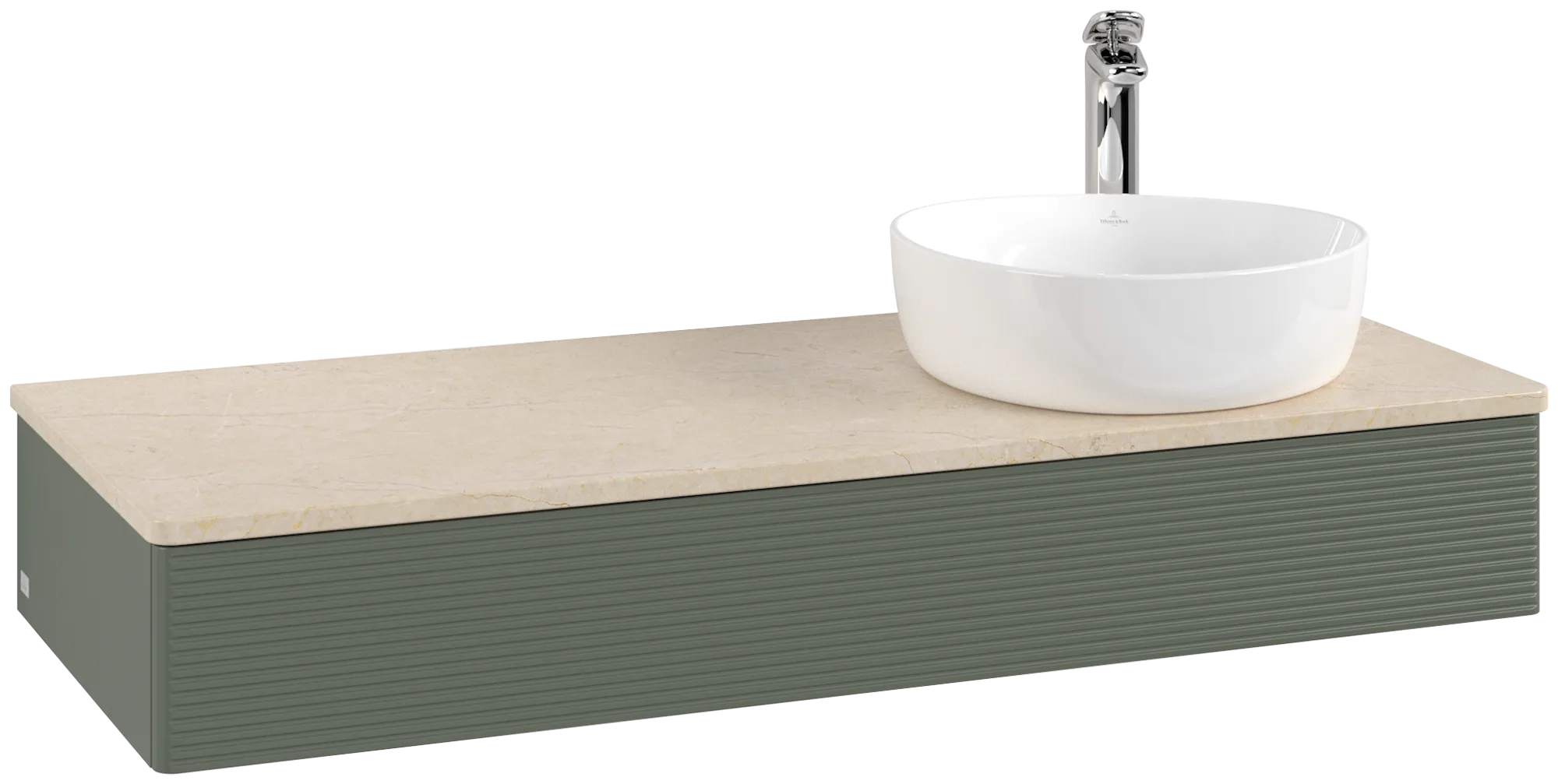 Obrázek VILLEROY BOCH Antao Vanity unit, 1 pull-out compartment, 1200 x 190 x 500 mm, Front with grain texture, Leaf Green Matt Lacquer / Botticino #K12153HL