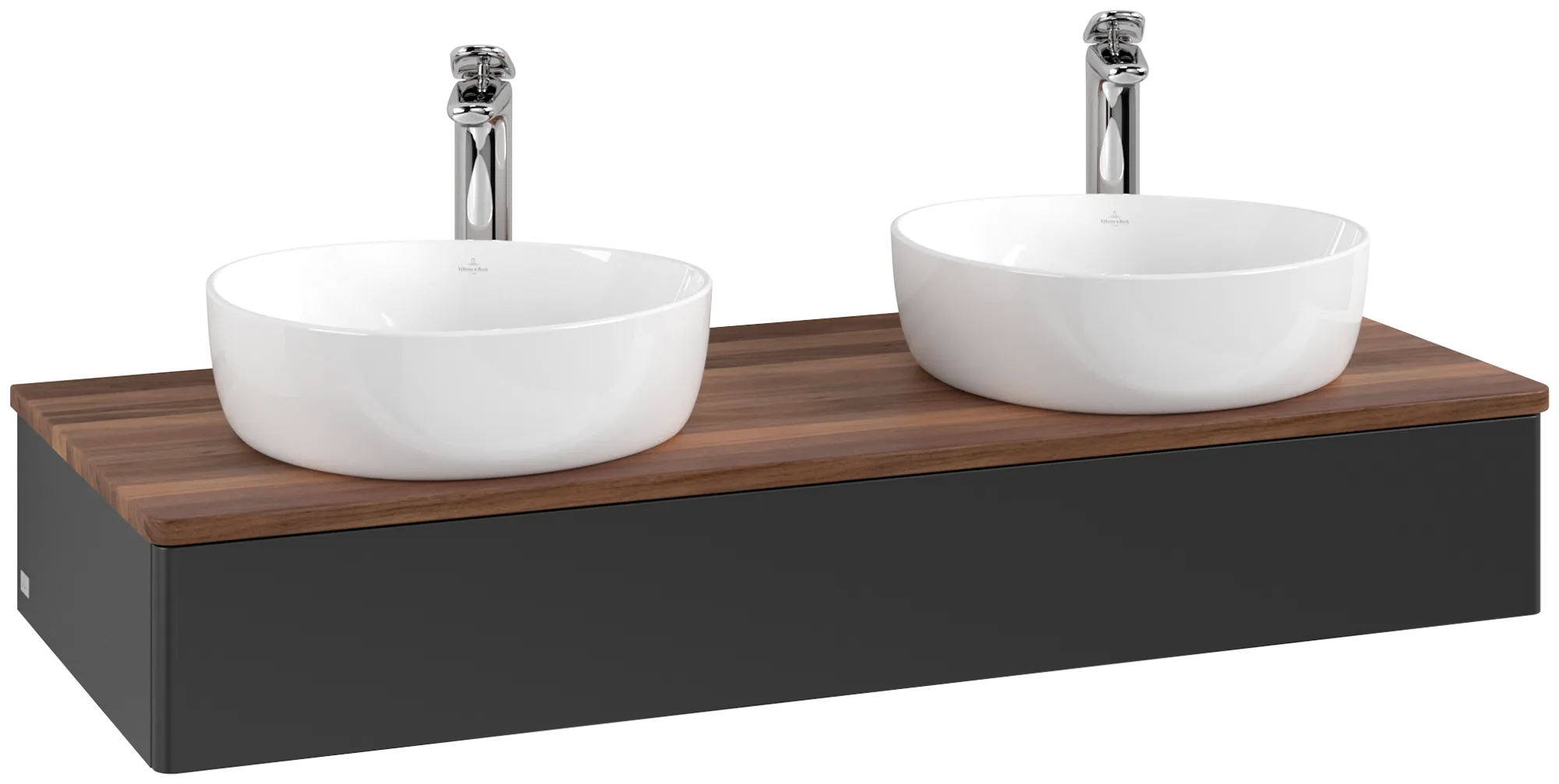 Bild von VILLEROY BOCH Antao Waschbeckenunterschrank, 1 Auszug, 1200 x 190 x 500 mm, Front ohne Struktur, Black Matt Lacquer / Warm Walnut #K13052PD