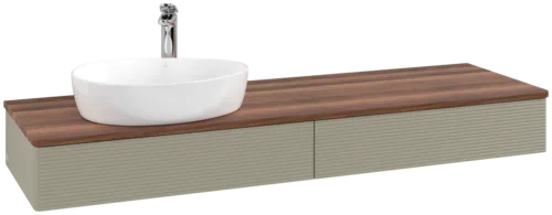 Bild von VILLEROY BOCH Antao Waschbeckenunterschrank, 2 Auszüge, 1600 x 190 x 500 mm, Front mit Struktur, Stone Grey Matt Lacquer / Warm Walnut #K15152HK