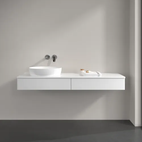 Bild von VILLEROY BOCH Antao Waschbeckenunterschrank, 2 Auszüge, 1600 x 190 x 500 mm, Front ohne Struktur, White Matt Lacquer / White Matt Lacquer #K15010MT