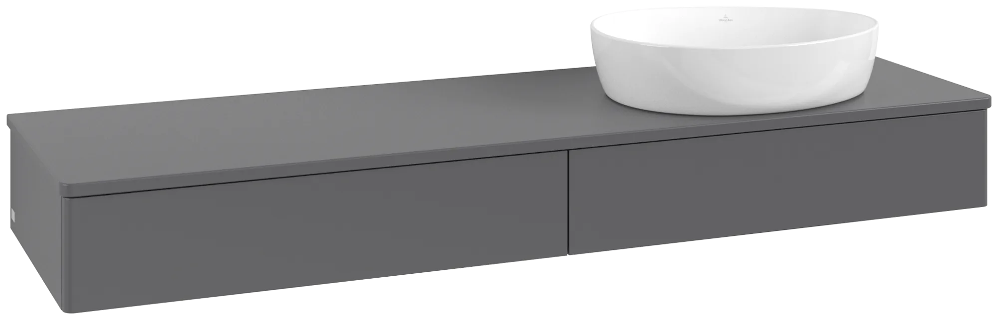 Bild von VILLEROY BOCH Antao Waschbeckenunterschrank, 2 Auszüge, 1600 x 190 x 500 mm, Front ohne Struktur, Anthracite Matt Lacquer / Anthracite Matt Lacquer #K16050GK