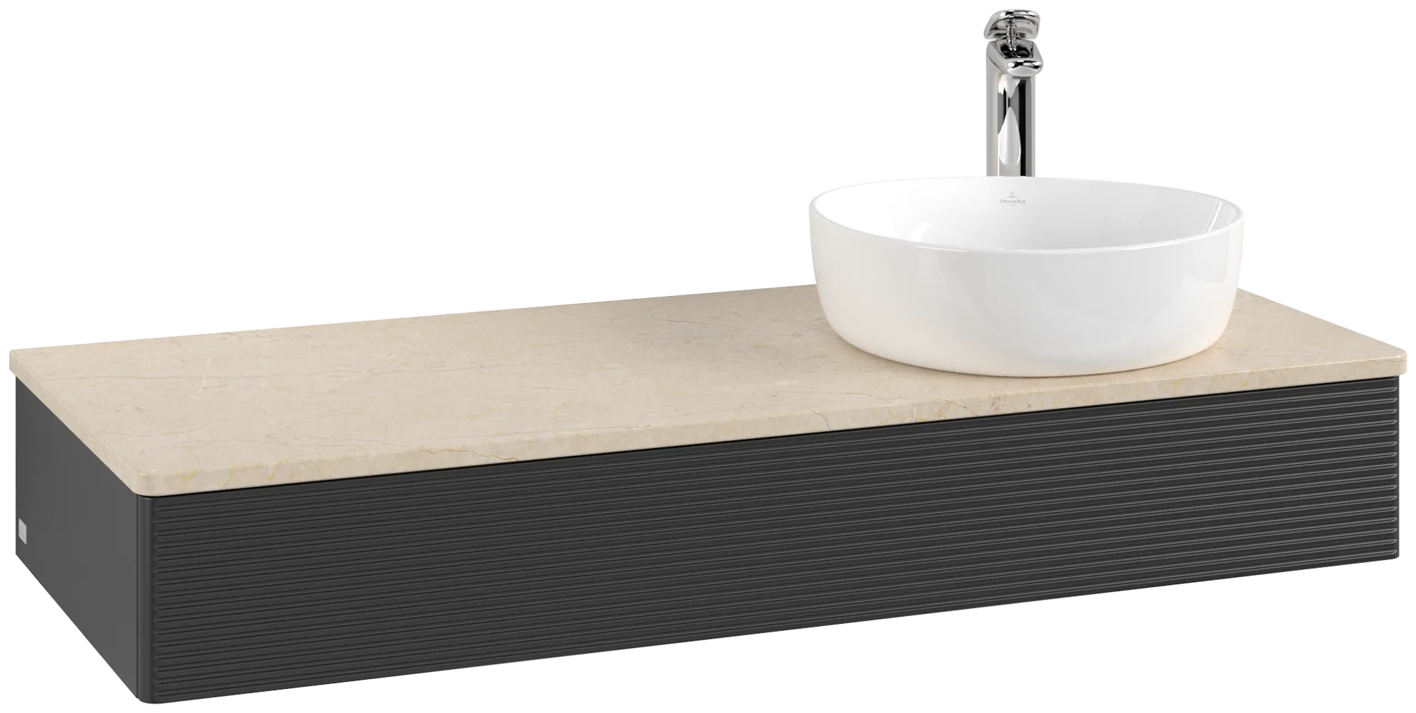 Bild von VILLEROY BOCH Antao Waschbeckenunterschrank, 1 Auszug, 1200 x 190 x 500 mm, Front mit Struktur, Black Matt Lacquer / Botticino #K12153PD