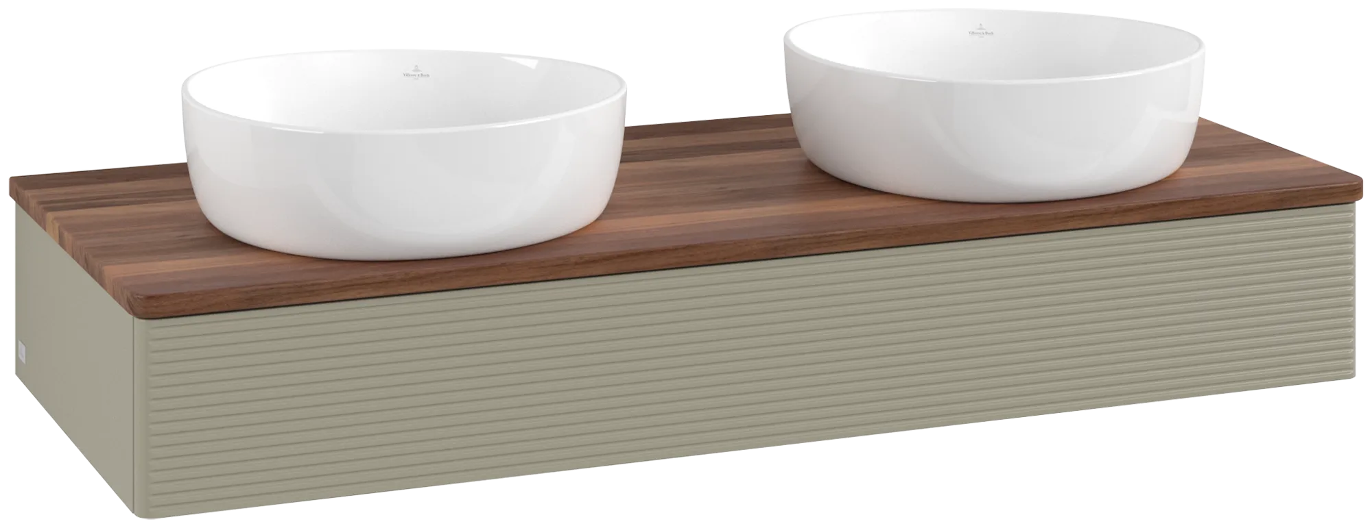Bild von VILLEROY BOCH Antao Waschbeckenunterschrank, 1 Auszug, 1200 x 190 x 500 mm, Front mit Struktur, Stone Grey Matt Lacquer / Warm Walnut #K13112HK