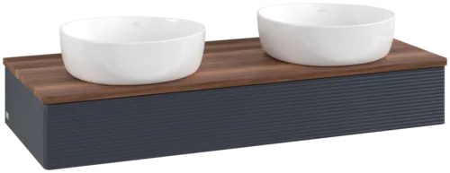 Bild von VILLEROY BOCH Antao Waschbeckenunterschrank, 1 Auszug, 1200 x 190 x 500 mm, Front mit Struktur, Midnight Blue Matt Lacquer / Warm Walnut #K13112HG