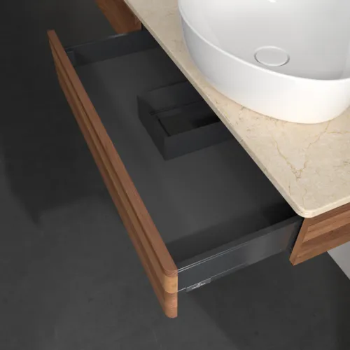 Bild von VILLEROY BOCH Antao Waschbeckenunterschrank, 2 Auszüge, 1600 x 190 x 500 mm, Front ohne Struktur, Warm Walnut / Botticino #K17013HM