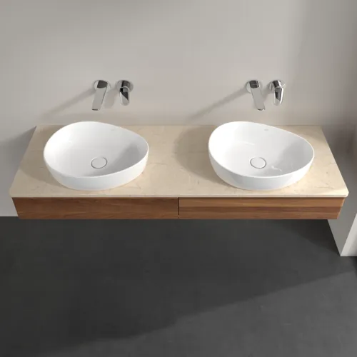 Bild von VILLEROY BOCH Antao Waschbeckenunterschrank, 2 Auszüge, 1600 x 190 x 500 mm, Front ohne Struktur, Warm Walnut / Botticino #K17013HM