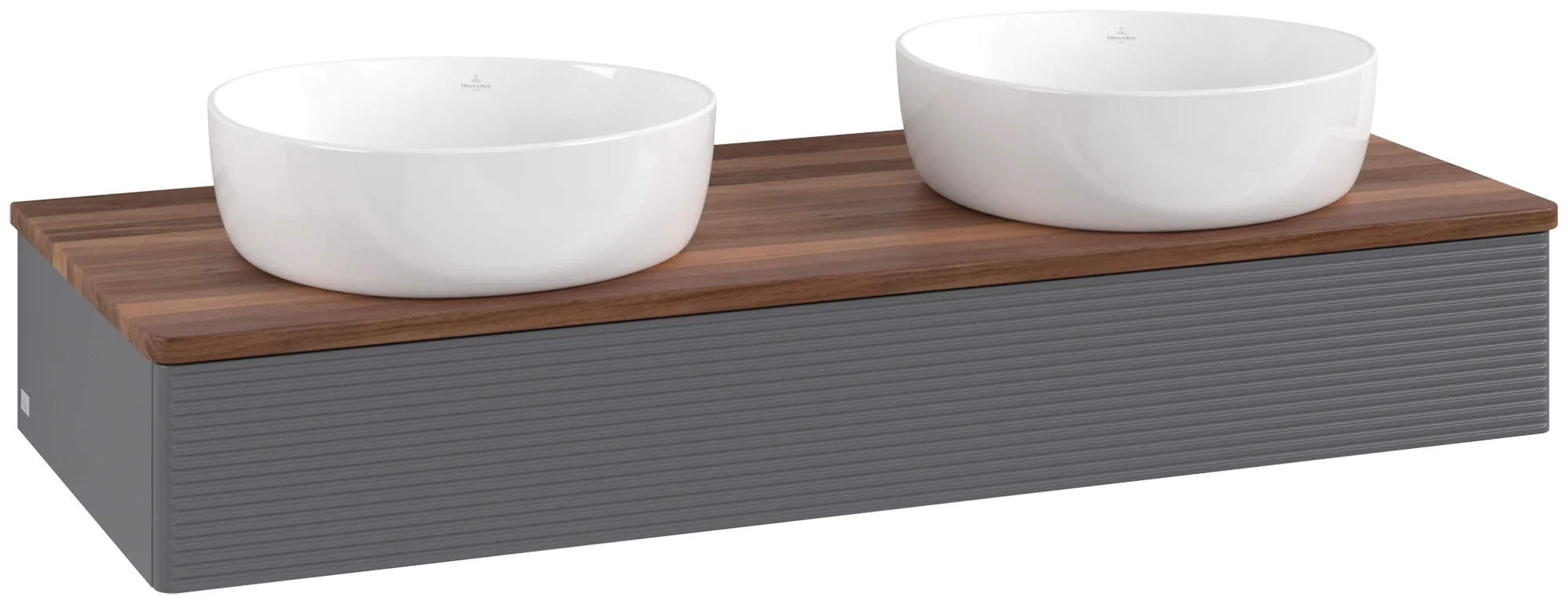 Obrázek VILLEROY BOCH Antao Vanity unit, 1 pull-out compartment, 1200 x 190 x 500 mm, Front with grain texture, Anthracite Matt Lacquer / Warm Walnut #K13112GK