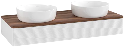 Bild von VILLEROY BOCH Antao Waschbeckenunterschrank, 1 Auszug, 1200 x 190 x 500 mm, Front mit Struktur, Glossy White Lacquer / Warm Walnut #K13112GF