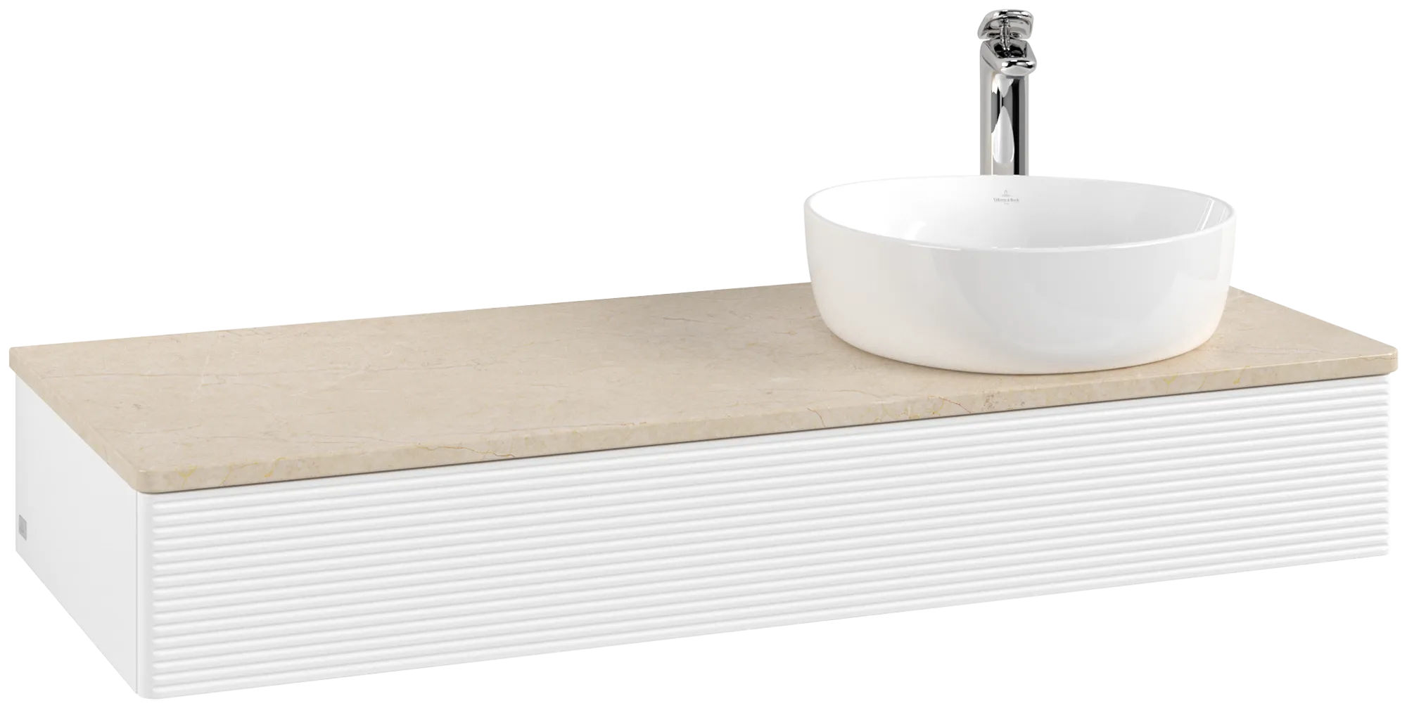 Bild von VILLEROY BOCH Antao Waschbeckenunterschrank, 1 Auszug, 1200 x 190 x 500 mm, Front mit Struktur, White Matt Lacquer / Botticino #K12153MT