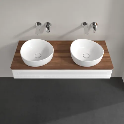 Bild von VILLEROY BOCH Antao Waschbeckenunterschrank, 1 Auszug, 1200 x 190 x 500 mm, Front mit Struktur, White Matt Lacquer / Warm Walnut #K13112MT