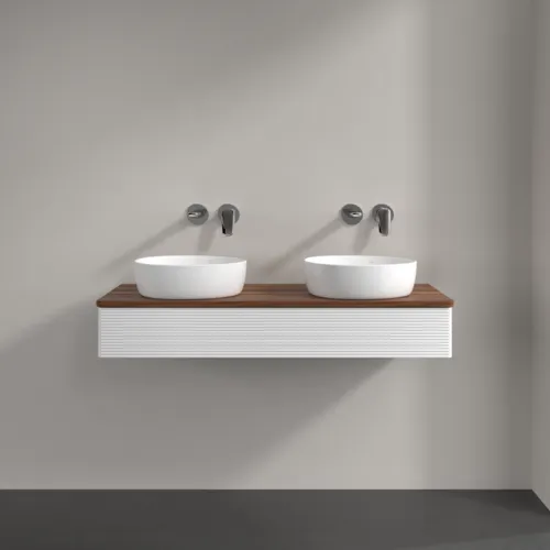 Bild von VILLEROY BOCH Antao Waschbeckenunterschrank, 1 Auszug, 1200 x 190 x 500 mm, Front mit Struktur, White Matt Lacquer / Warm Walnut #K13112MT
