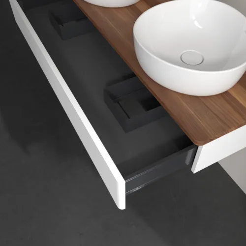 Bild von VILLEROY BOCH Antao Waschbeckenunterschrank, 1 Auszug, 1200 x 190 x 500 mm, Front mit Struktur, White Matt Lacquer / Warm Walnut #K13112MT