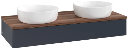 Bild von VILLEROY BOCH Antao Waschbeckenunterschrank, 1 Auszug, 1200 x 190 x 500 mm, Front ohne Struktur, Midnight Blue Matt Lacquer / Warm Walnut #K13012HG