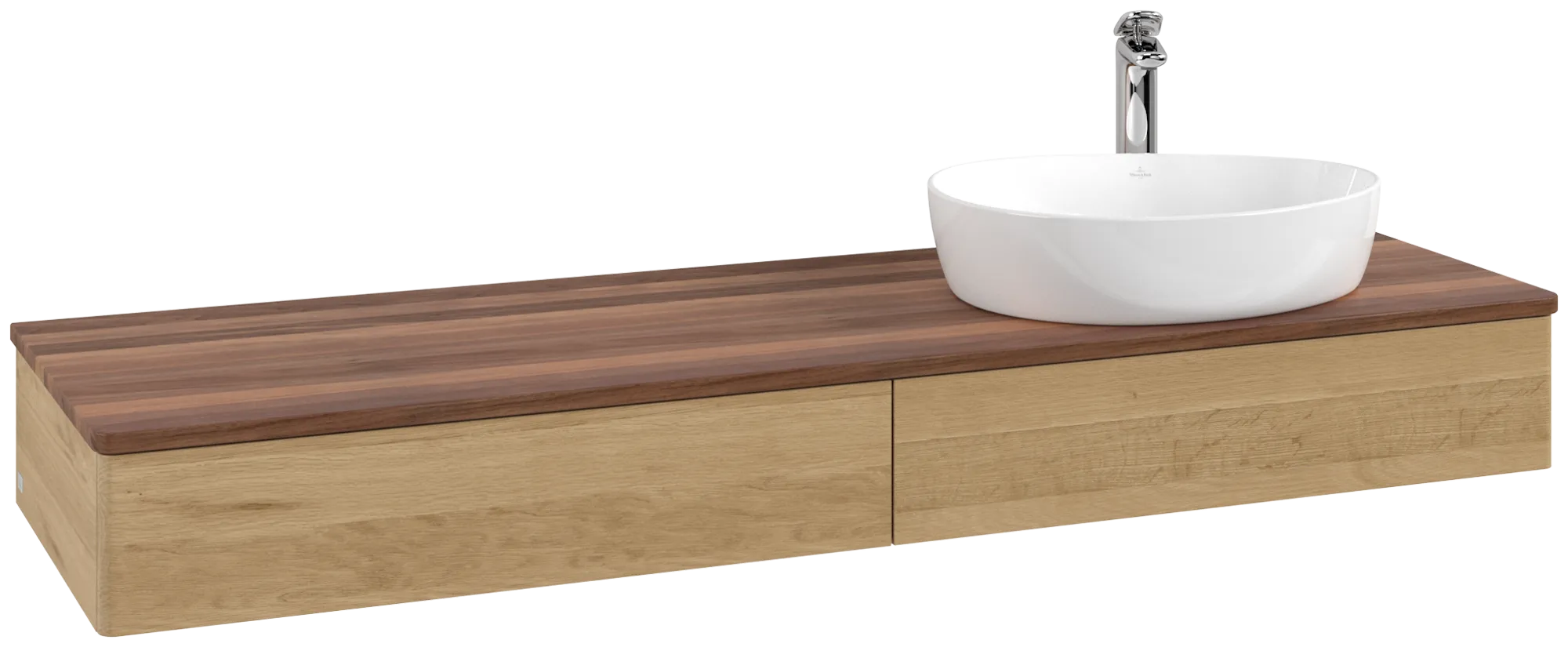 Bild von VILLEROY BOCH Antao Waschbeckenunterschrank, 2 Auszüge, 1600 x 190 x 500 mm, Front ohne Struktur, Honey Oak / Warm Walnut #K16052HN