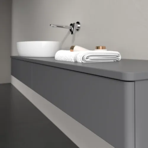Bild von VILLEROY BOCH Antao Waschbeckenunterschrank, 2 Auszüge, 1600 x 190 x 500 mm, Front ohne Struktur, Anthracite Matt Lacquer / Anthracite Matt Lacquer #K15010GK