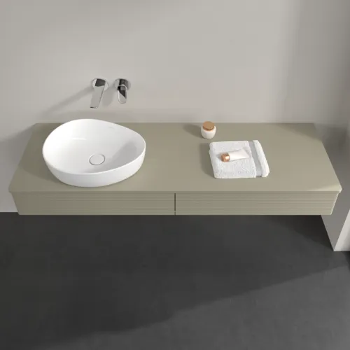 Bild von VILLEROY BOCH Antao Waschbeckenunterschrank, 2 Auszüge, 1600 x 190 x 500 mm, Front mit Struktur, Stone Grey Matt Lacquer / Stone Grey Matt Lacquer #K15110HK