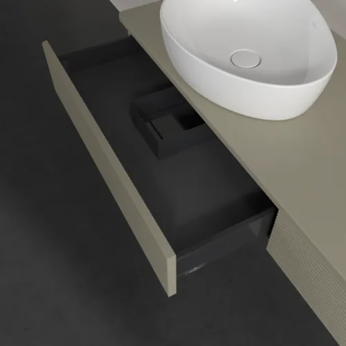 Bild von VILLEROY BOCH Antao Waschbeckenunterschrank, 2 Auszüge, 1600 x 190 x 500 mm, Front mit Struktur, Stone Grey Matt Lacquer / Stone Grey Matt Lacquer #K15110HK