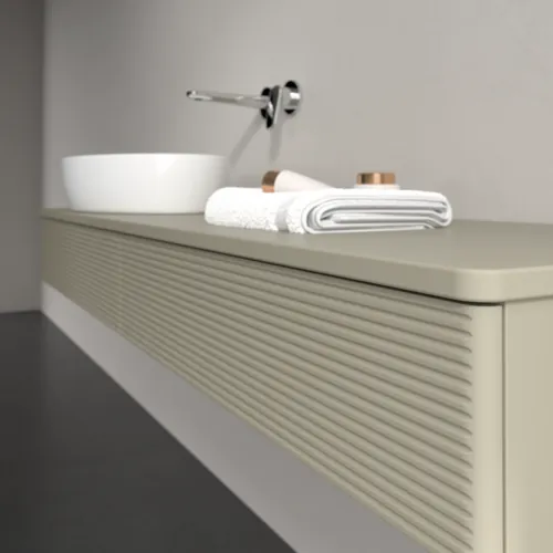 Bild von VILLEROY BOCH Antao Waschbeckenunterschrank, 2 Auszüge, 1600 x 190 x 500 mm, Front mit Struktur, Stone Grey Matt Lacquer / Stone Grey Matt Lacquer #K15110HK