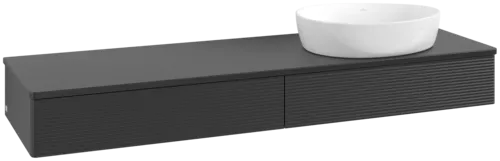 Bild von VILLEROY BOCH Antao Waschbeckenunterschrank, 2 Auszüge, 1600 x 190 x 500 mm, Front mit Struktur, Black Matt Lacquer / Black Matt Lacquer #K16110PD