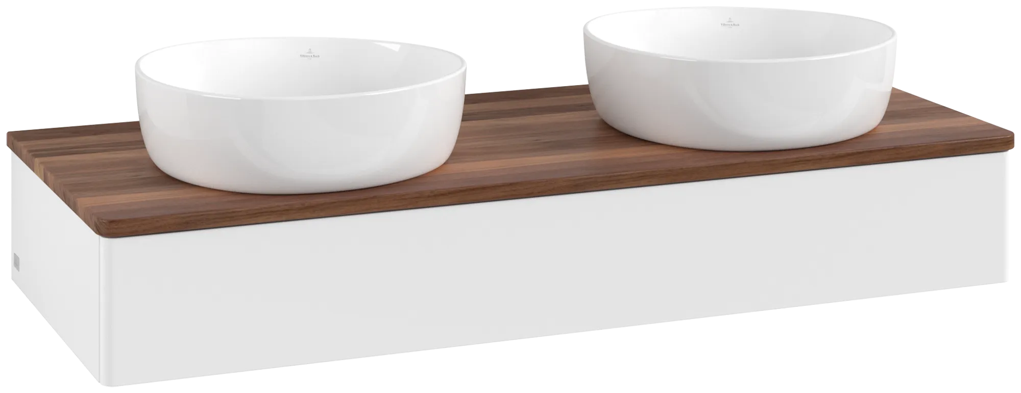 Bild von VILLEROY BOCH Antao Waschbeckenunterschrank, 1 Auszug, 1200 x 190 x 500 mm, Front ohne Struktur, White Matt Lacquer / Warm Walnut #K13012MT