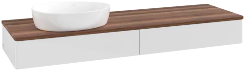 Bild von VILLEROY BOCH Antao Waschbeckenunterschrank, 2 Auszüge, 1600 x 190 x 500 mm, Front ohne Struktur, Glossy White Lacquer / Warm Walnut #K15012GF