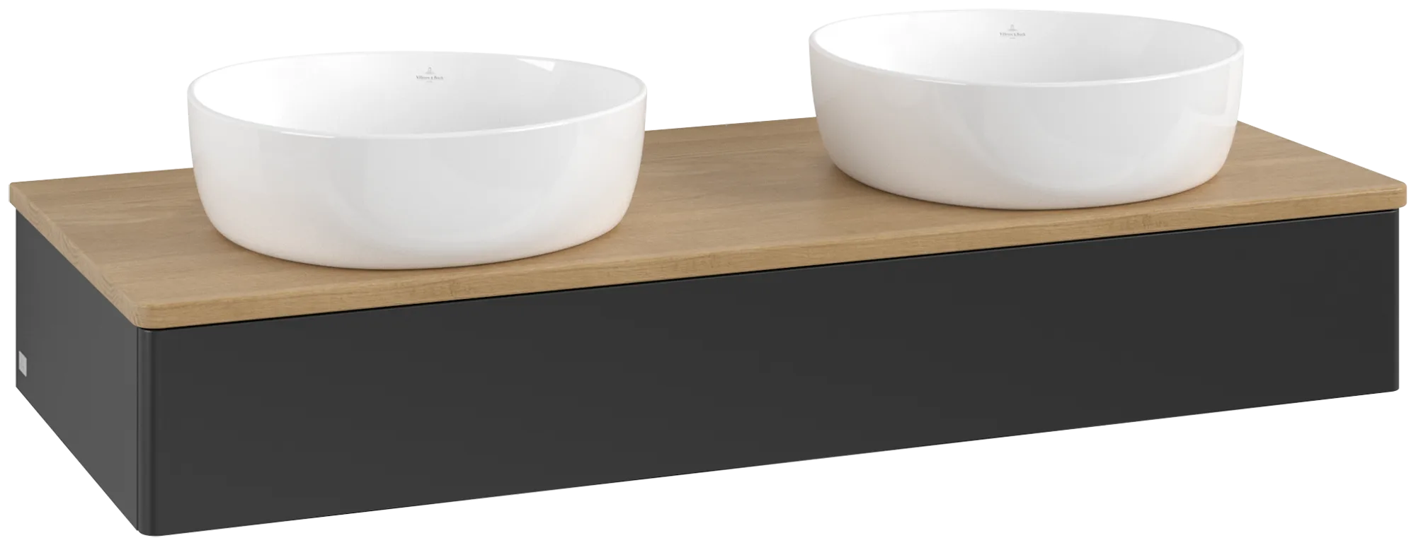 Bild von VILLEROY BOCH Antao Waschbeckenunterschrank, 1 Auszug, 1200 x 190 x 500 mm, Front ohne Struktur, Black Matt Lacquer / Honey Oak #K13011PD