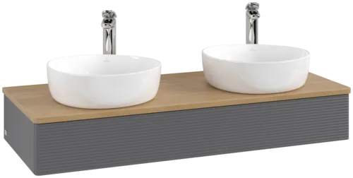 Obrázek VILLEROY BOCH Antao Vanity unit, 1 pull-out compartment, 1200 x 190 x 500 mm, Front with grain texture, Anthracite Matt Lacquer / Honey Oak #K13151GK