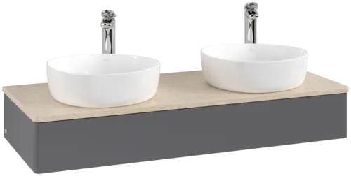 Bild von VILLEROY BOCH Antao Waschbeckenunterschrank, 1 Auszug, 1200 x 190 x 500 mm, Front ohne Struktur, Anthracite Matt Lacquer / Botticino #K13053GK