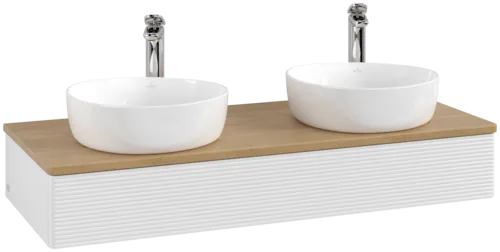 Bild von VILLEROY BOCH Antao Waschbeckenunterschrank, 1 Auszug, 1200 x 190 x 500 mm, Front mit Struktur, Glossy White Lacquer / Honey Oak #K13151GF
