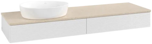 Bild von VILLEROY BOCH Antao Waschbeckenunterschrank, 2 Auszüge, 1600 x 190 x 500 mm, Front mit Struktur, Glossy White Lacquer / Botticino #K15113GF