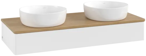 Bild von VILLEROY BOCH Antao Waschbeckenunterschrank, 1 Auszug, 1200 x 190 x 500 mm, Front ohne Struktur, White Matt Lacquer / Honey Oak #K13011MT