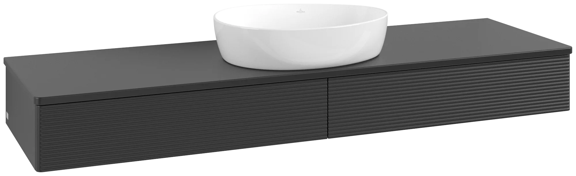 Bild von VILLEROY BOCH Antao Waschbeckenunterschrank, 2 Auszüge, 1600 x 190 x 500 mm, Front mit Struktur, Black Matt Lacquer / Black Matt Lacquer #K14150PD