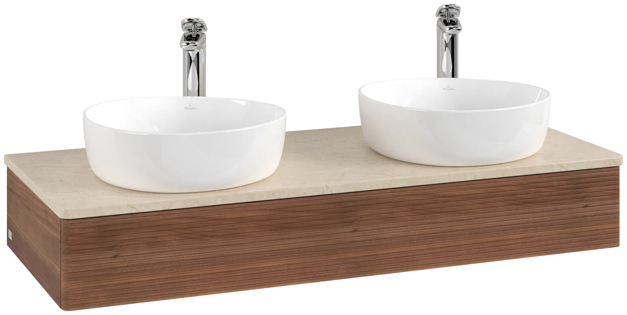Bild von VILLEROY BOCH Antao Waschbeckenunterschrank, 1 Auszug, 1200 x 190 x 500 mm, Front mit Struktur, Warm Walnut / Botticino #K13153HM