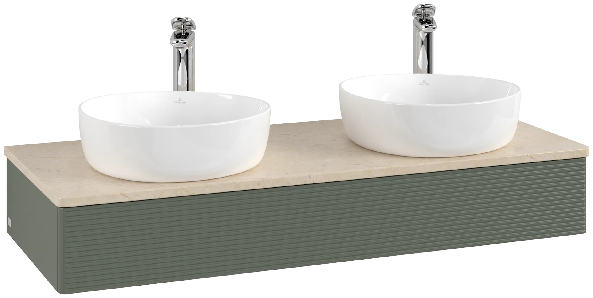 Obrázek VILLEROY BOCH Antao Vanity unit, 1 pull-out compartment, 1200 x 190 x 500 mm, Front with grain texture, Leaf Green Matt Lacquer / Botticino #K13153HL