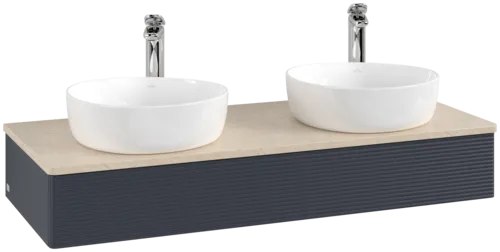 Bild von VILLEROY BOCH Antao Waschbeckenunterschrank, 1 Auszug, 1200 x 190 x 500 mm, Front mit Struktur, Midnight Blue Matt Lacquer / Botticino #K13153HG