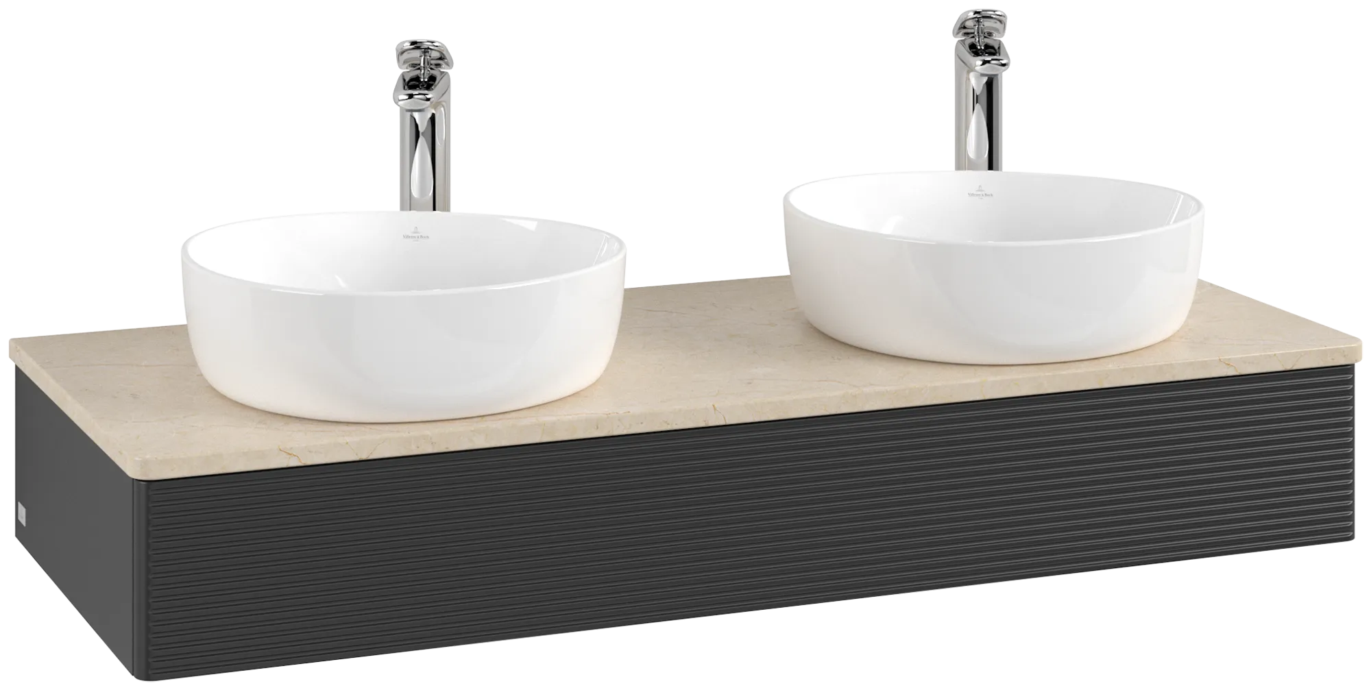 Bild von VILLEROY BOCH Antao Waschbeckenunterschrank, 1 Auszug, 1200 x 190 x 500 mm, Front mit Struktur, Black Matt Lacquer / Botticino #K13153PD