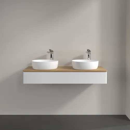 Obrázek VILLEROY BOCH Antao Vanity unit, 1 pull-out compartment, 1200 x 190 x 500 mm, Front without structure, Glossy White Lacquer / Honey Oak #K13051GF